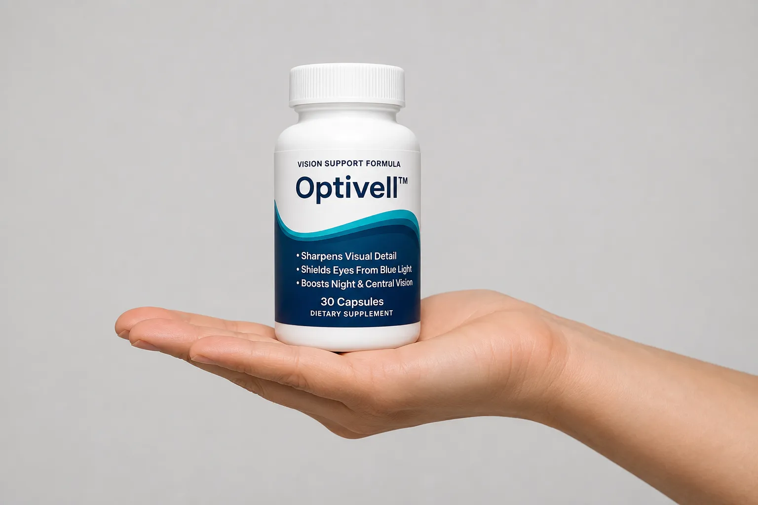 Optivell — the package held in a hand