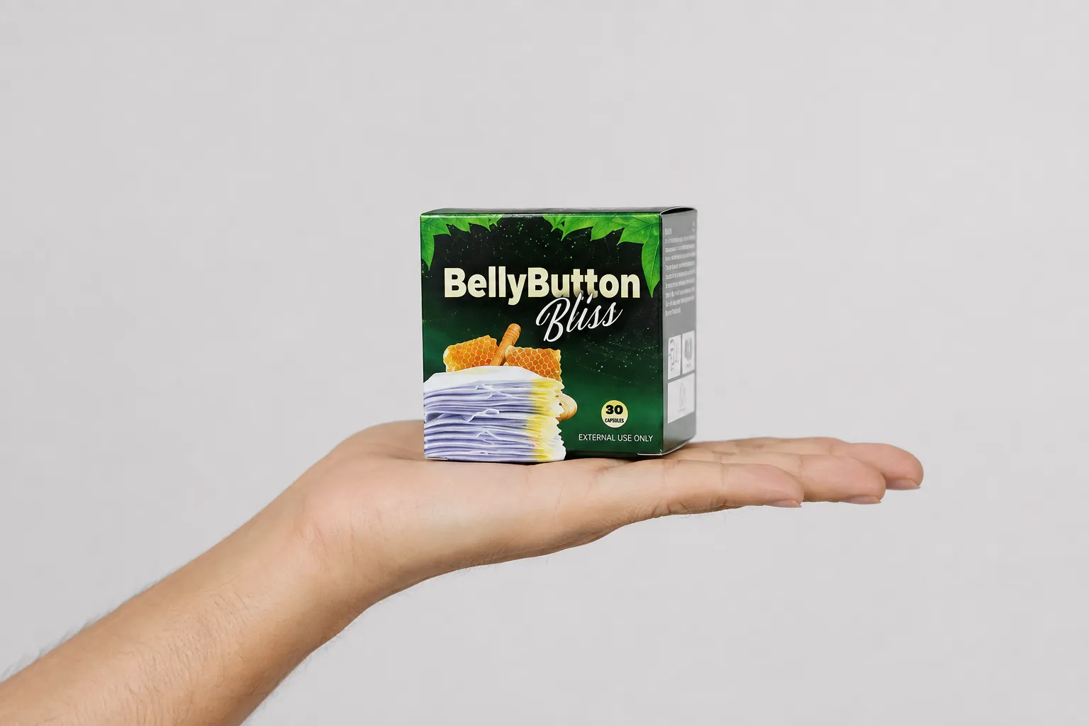 Belly Button Bliss — the package held in a hand
