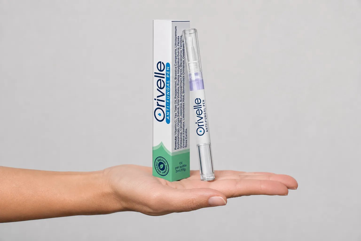 ORIVELLE — the package held in a hand