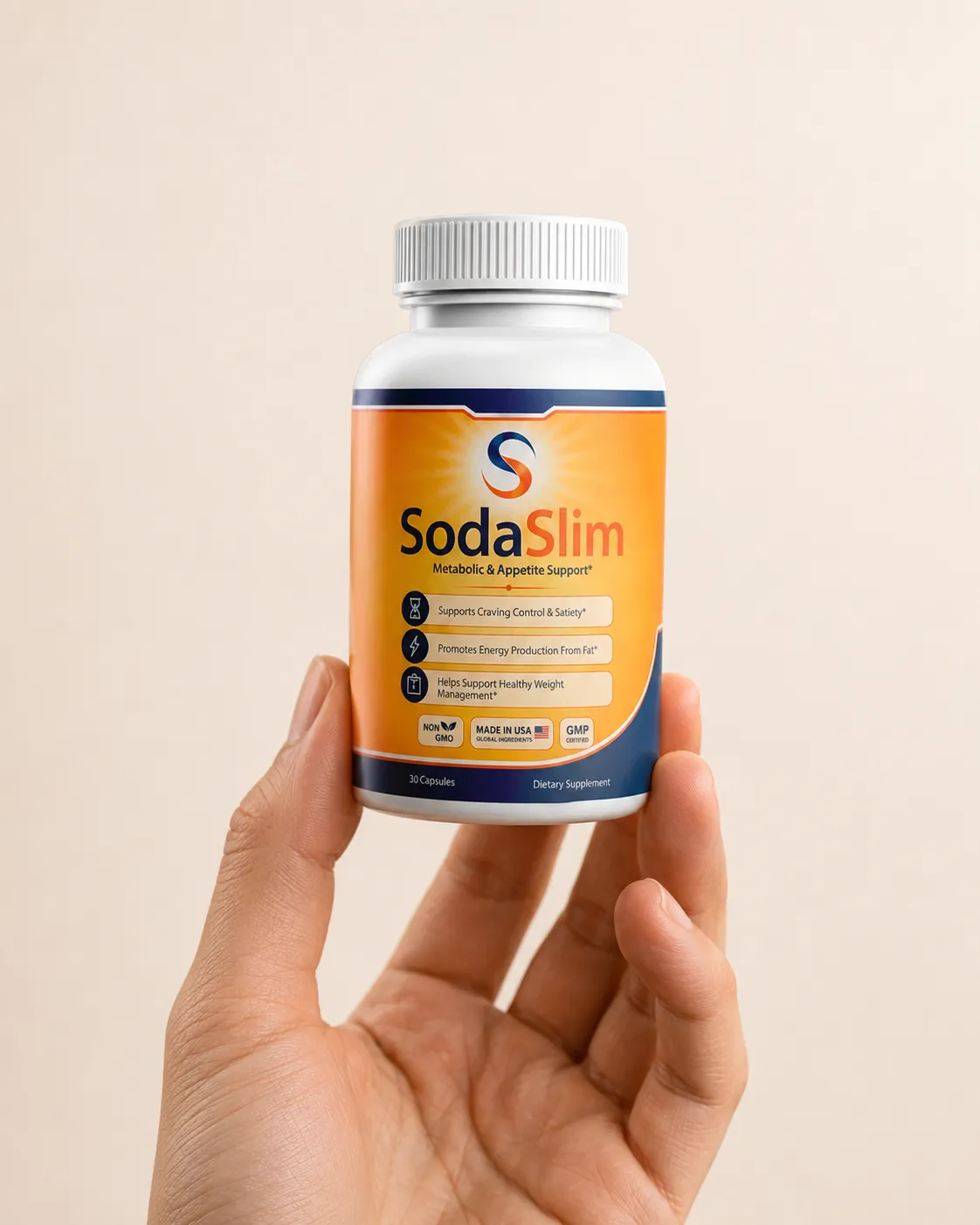SodaSlim — the package held in a hand