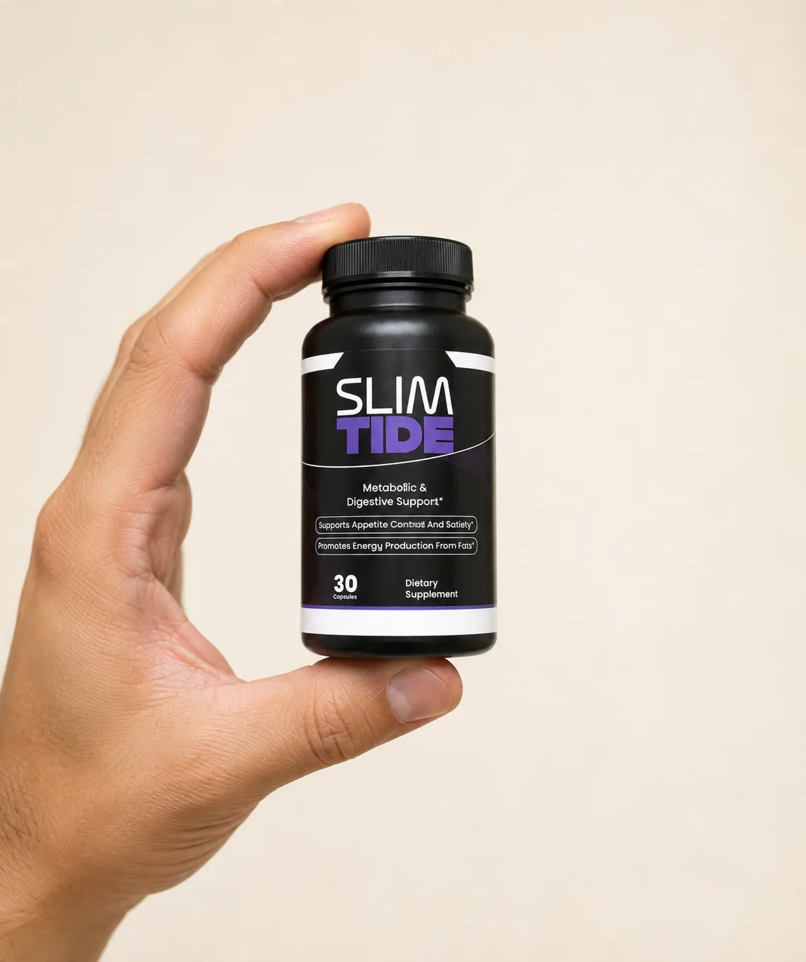 Slimtide — the package held in a hand